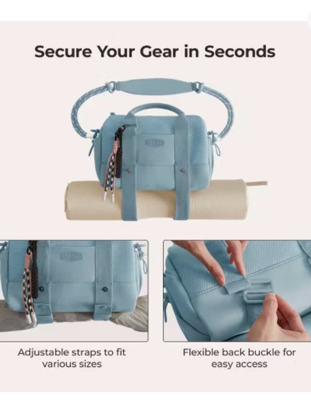 BAGSMART Mini Duffle Bag - Light Blue - Picture 4 of 14